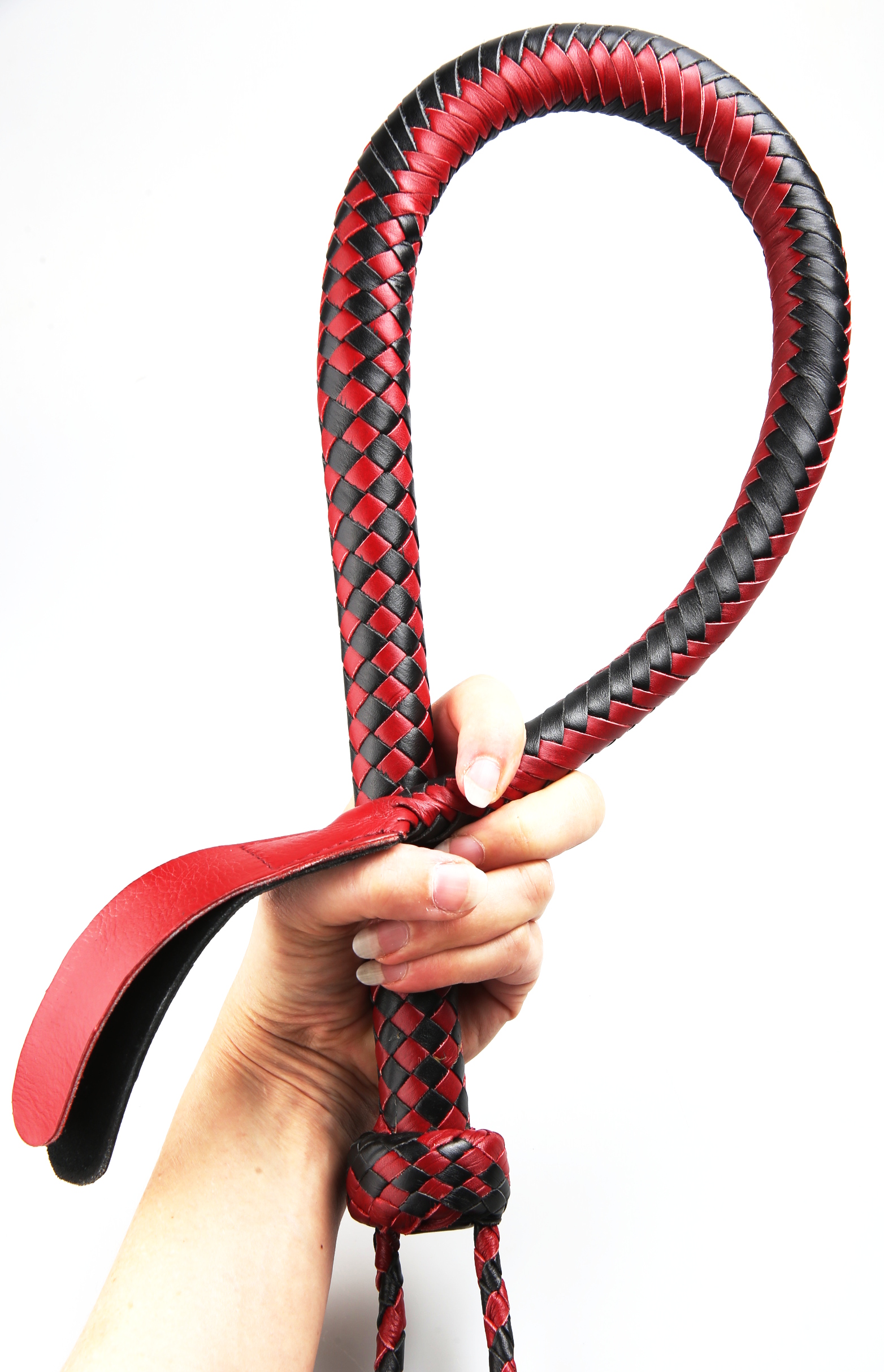 Kantschu redblack - Single Tail Whip - mit Klatsche 90cm Rot/Schwarz