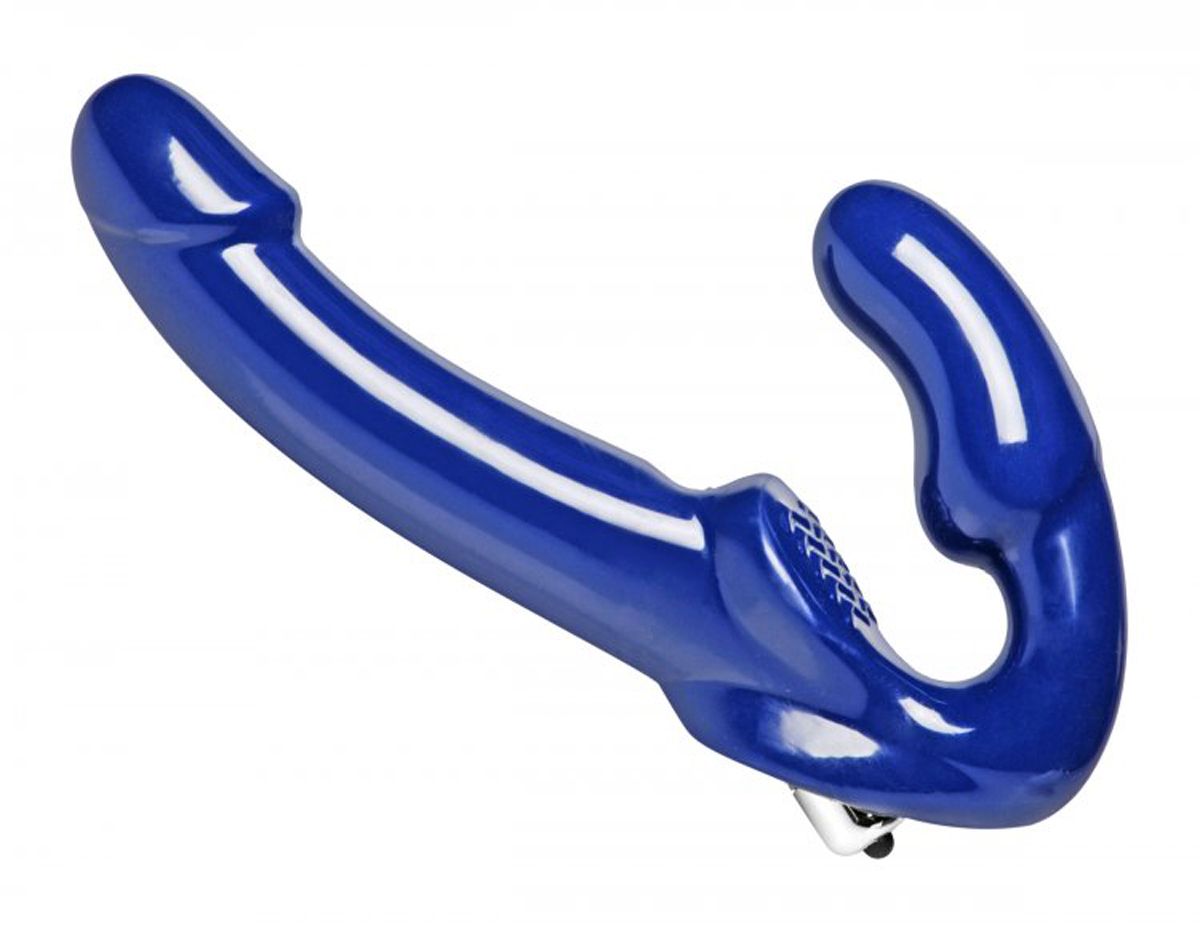 Vibrierender halterloser Strap-on Revolver – Blau oder Rosa XXL