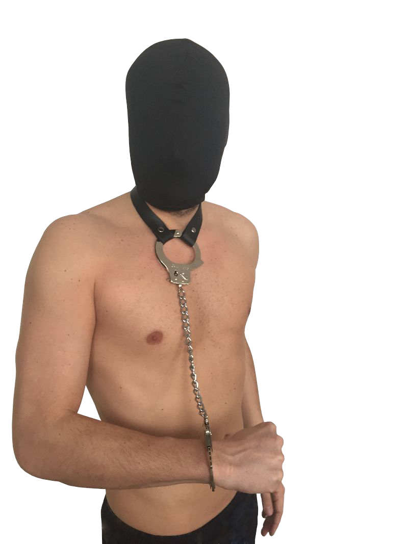 Leder Halsband mit Metall-Handfesseln