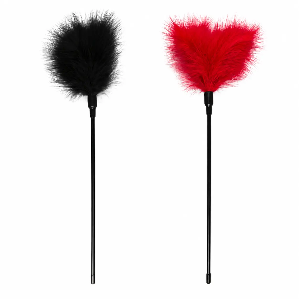 Langer Feder-Tickler mit weichem Federbusch – Schwarz oder Rot