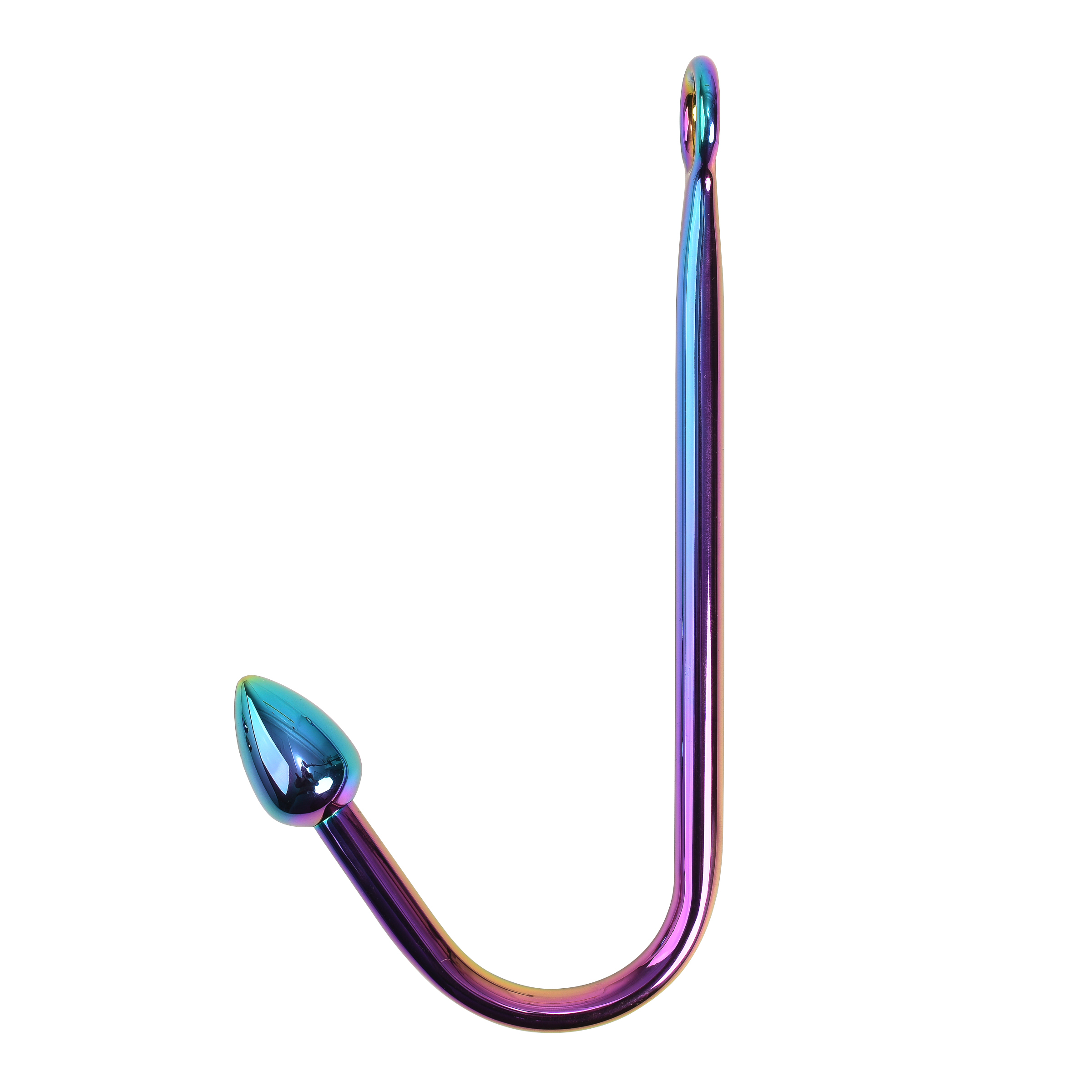 Bondage Hook aus Metall mit drei Kugeln in regenbogenfarben