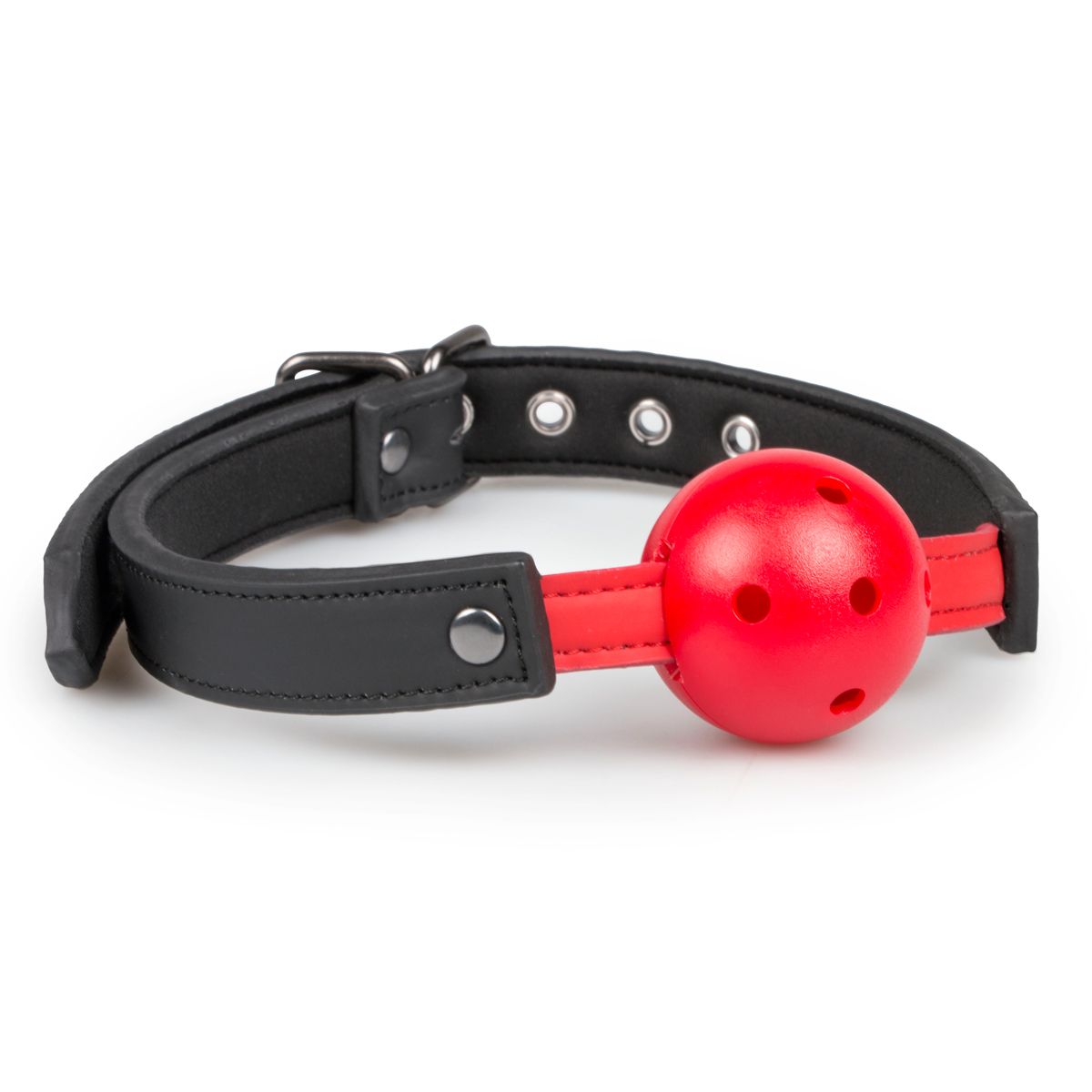 PVC-Kugelknebel mit verstellbarem Riemen – Schwarz oder Rot