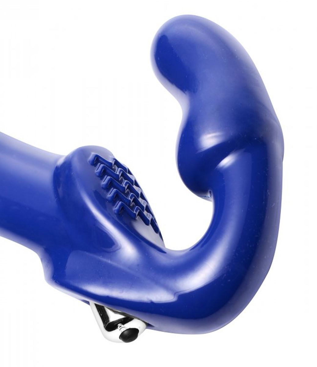 Vibrierender halterloser Strap-on Revolver – Blau oder Rosa XXL